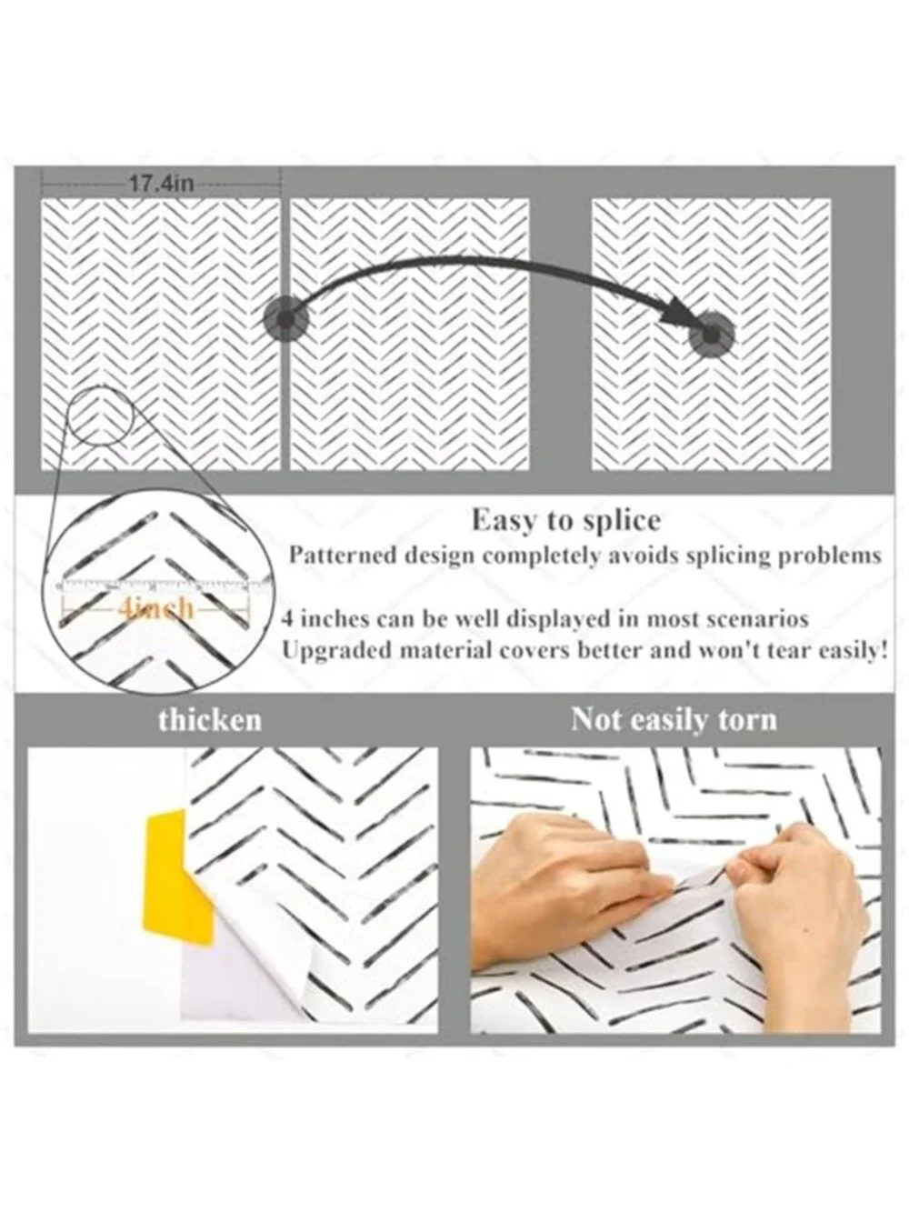 Herringbone Peel and Stick Wallpaper Waterproof Removable Contact Paper Cabinet
